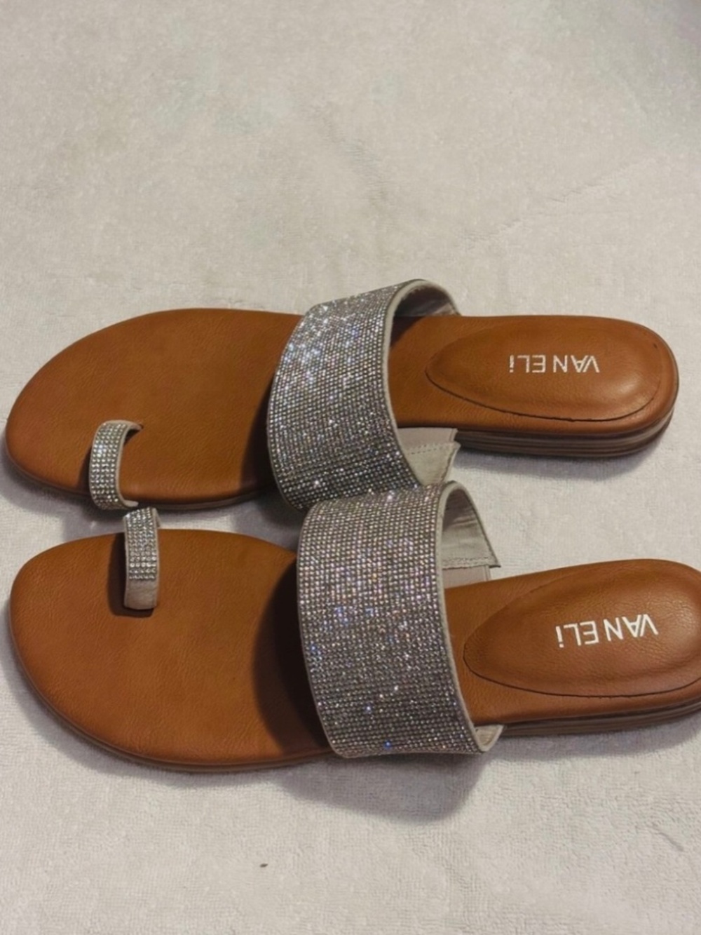 Vaneli Women’s Yarn Toe Loop Slide Sandals Nude Sz 11 M